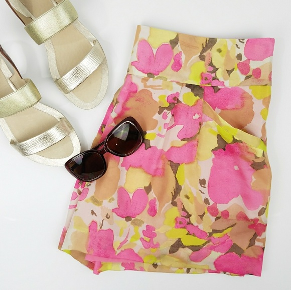 LOFT Pants - Ann Taylor Loft Pink Floral Flowy Shorts